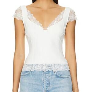 New Intimately Free People Better Not Cami ivory lace trim top Size XL Coquette